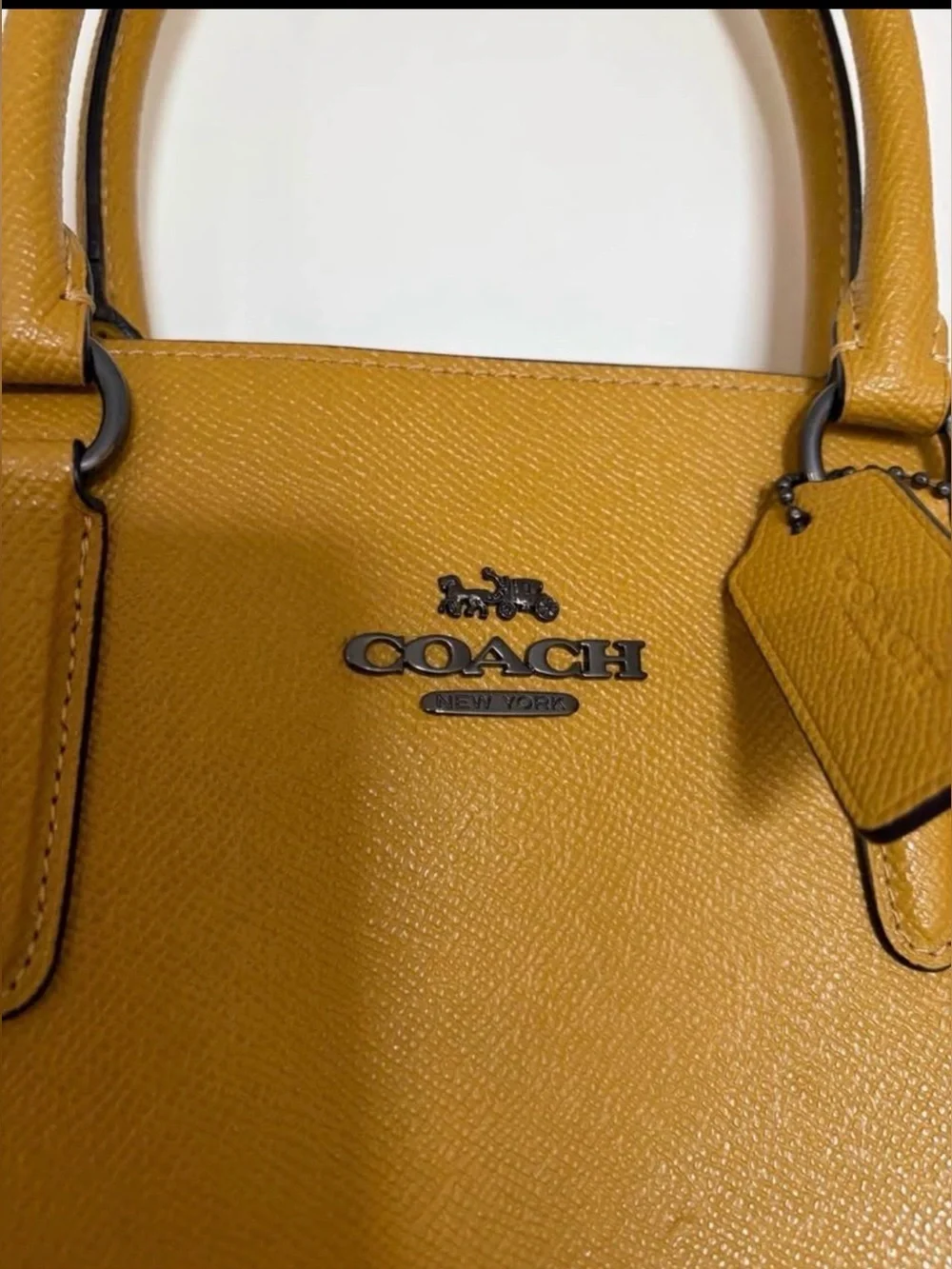Coach Pebble Leather Satchel in Mustard